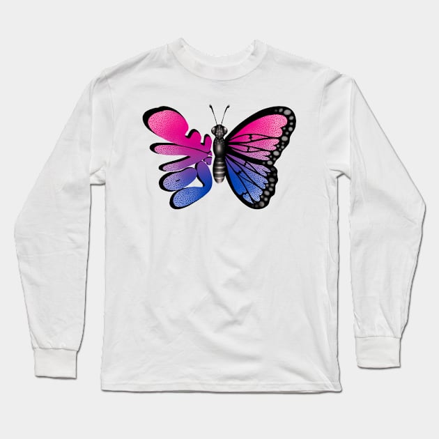 Bi Pride Butterfly Long Sleeve T-Shirt by JessieiiiDesign